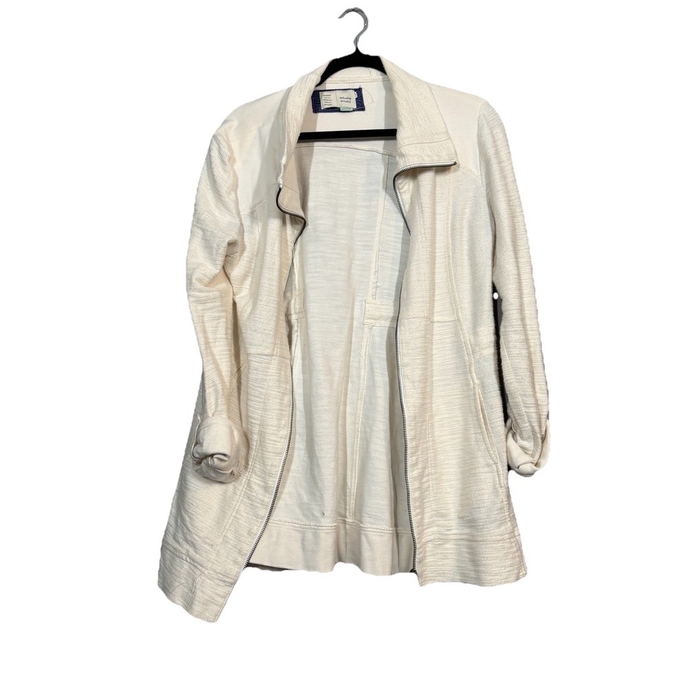 Anthropologie Saturday Sunday Quinn Jacket Womens Medium Cream Stretch Tie Back